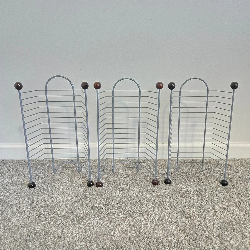 15 DVD Blu-ray Game Holder LOT of 3 Wire Metal Rack Tower Storage‎ Free Standing